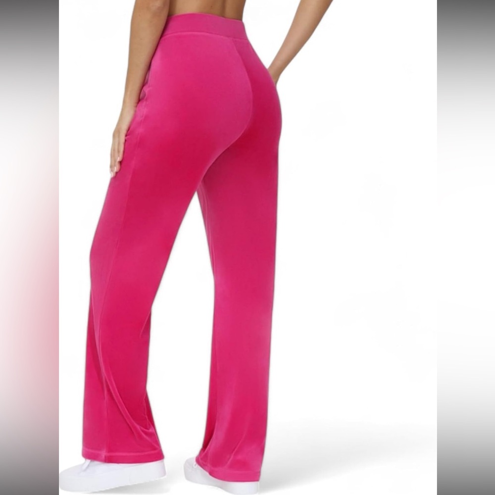 NWOT Juicy Couture Women's Bling Fuchsia Velour Track Lounge Pants - Picture 4 of 10